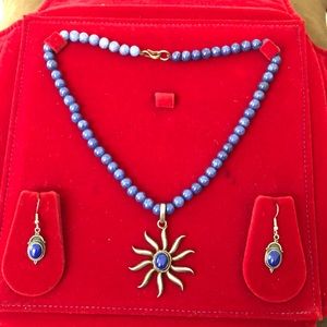 Beautiful lapis necklace with earrings.